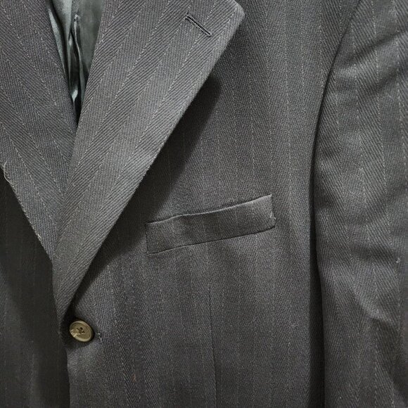 Ralph Lauren Black Striped Three Button Sport Coat Blazer Suit Jacket Size 44L - Picture 6 of 12